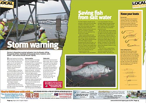 articles for environment agency fishing magazines