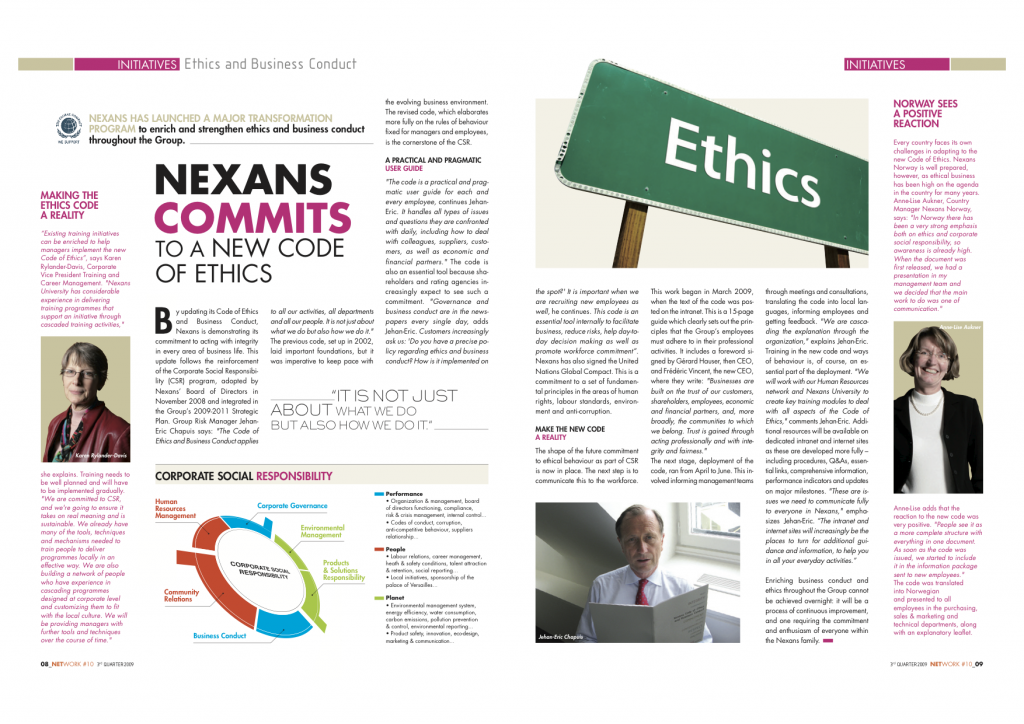 A series of article on the new corporate code of ethics